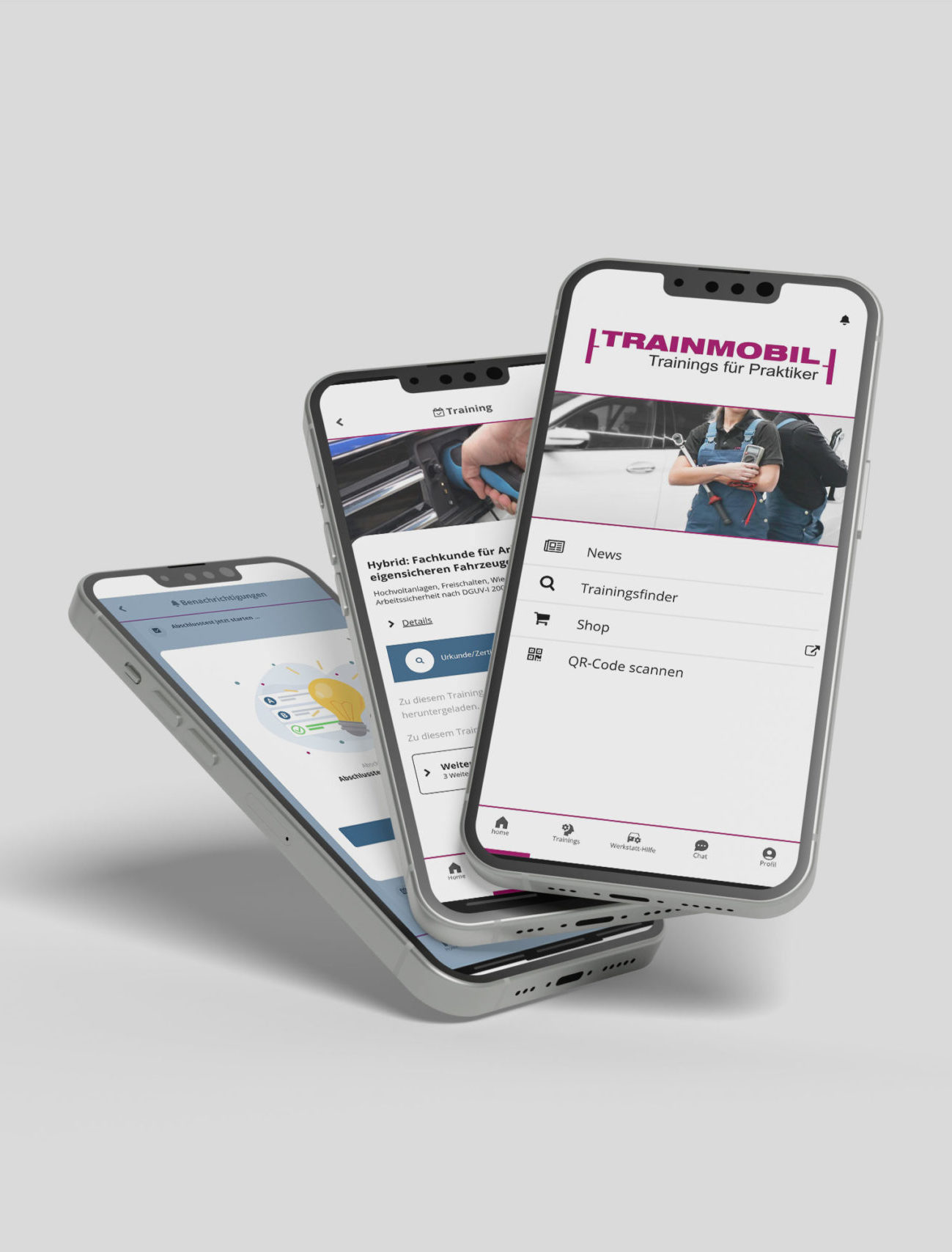 App Uebersicht Know-how im Hosentaschenformat: Die Trainmobil-App bündelt wertvolles Fachwissen und nützliche Werkzeuge für den Werkstattalltag an einem Ort.